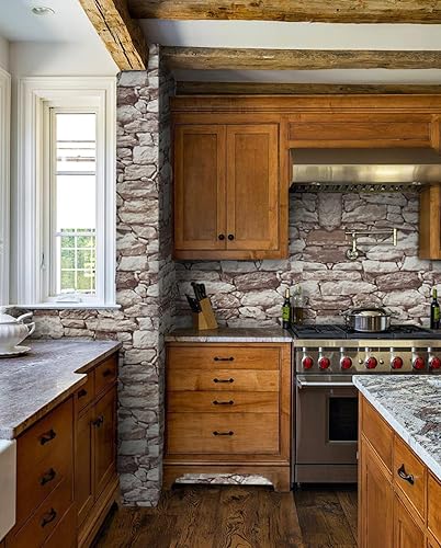 Miniatura 6 de Timeet Papel tapiz de ladrillo 3D autoadhesivo, removible y autoadhesivo, de 17.3 x 118.1 pulgadas, para decoración de pared contra salpicaduras