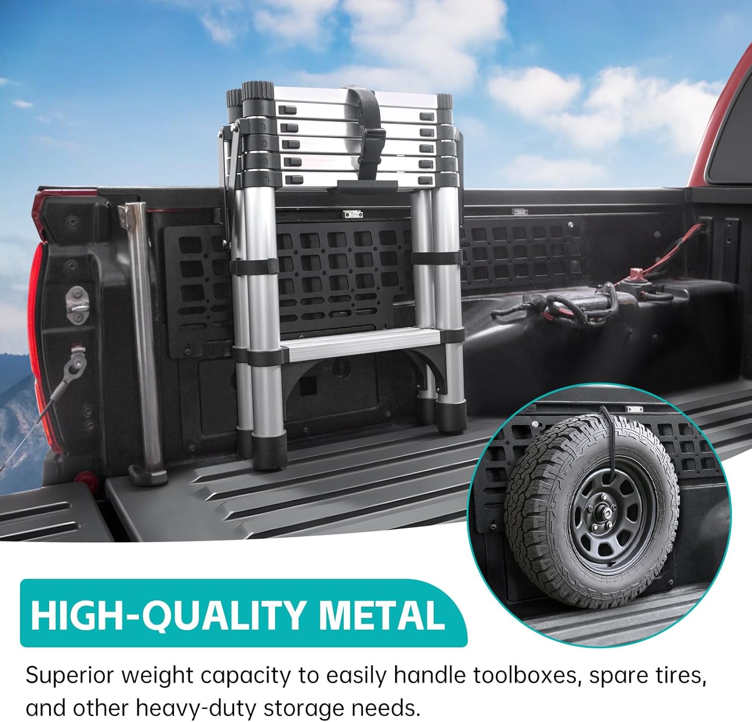 Side Truck Bed Molle Panel Rack System Compatible with 2005-2023 Toyota Tacoma 5FT Accessories Cargo Storage Organizer Tools Rack Fit for 05-23 Tacoma Accessories (Not Fit TRD)