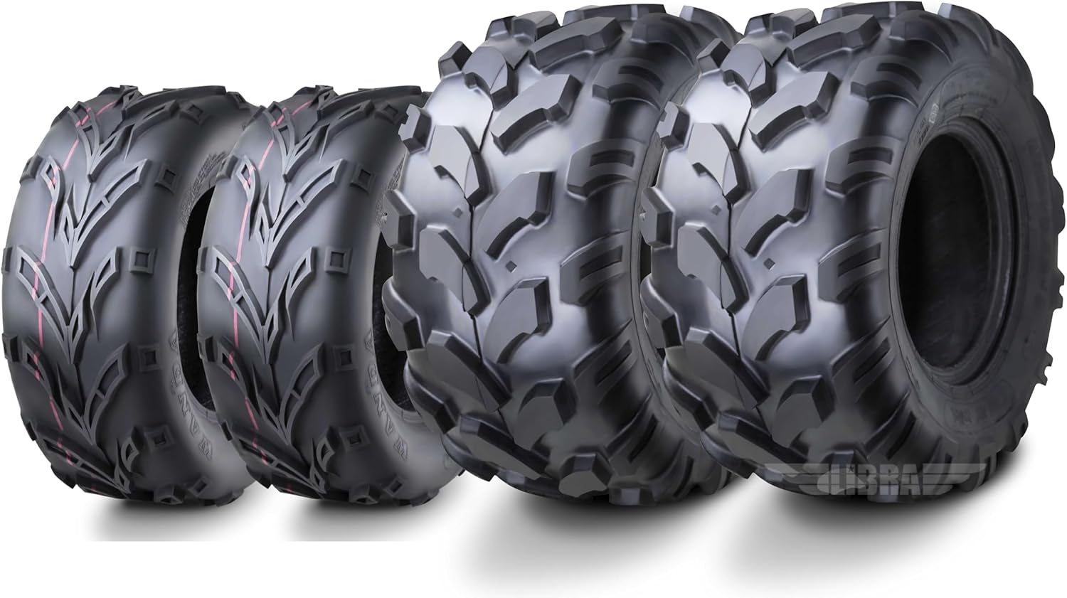 WANDA Set of 4 Sport ATV Tires (2) 19x7-8 19x7x8 Front & (2) 20x7-8 20x7x8 Rear 4PR