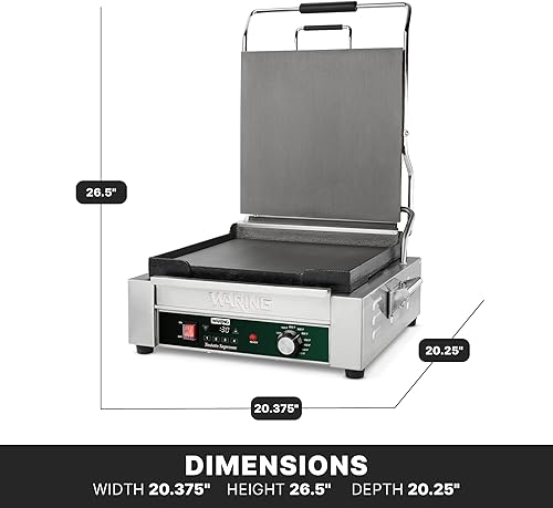 Miniatura 9 de Waring Commercial WFG275 - Parrilla de tostado plana de tamaño matrimonial de 14 x 14 pulgadas 120 V 1800 W enchufe de 5-15 fases