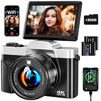 Fotocamera Digitale 4K 64MP con WiFi, Vlogging Camera con Autofocus e Webcam