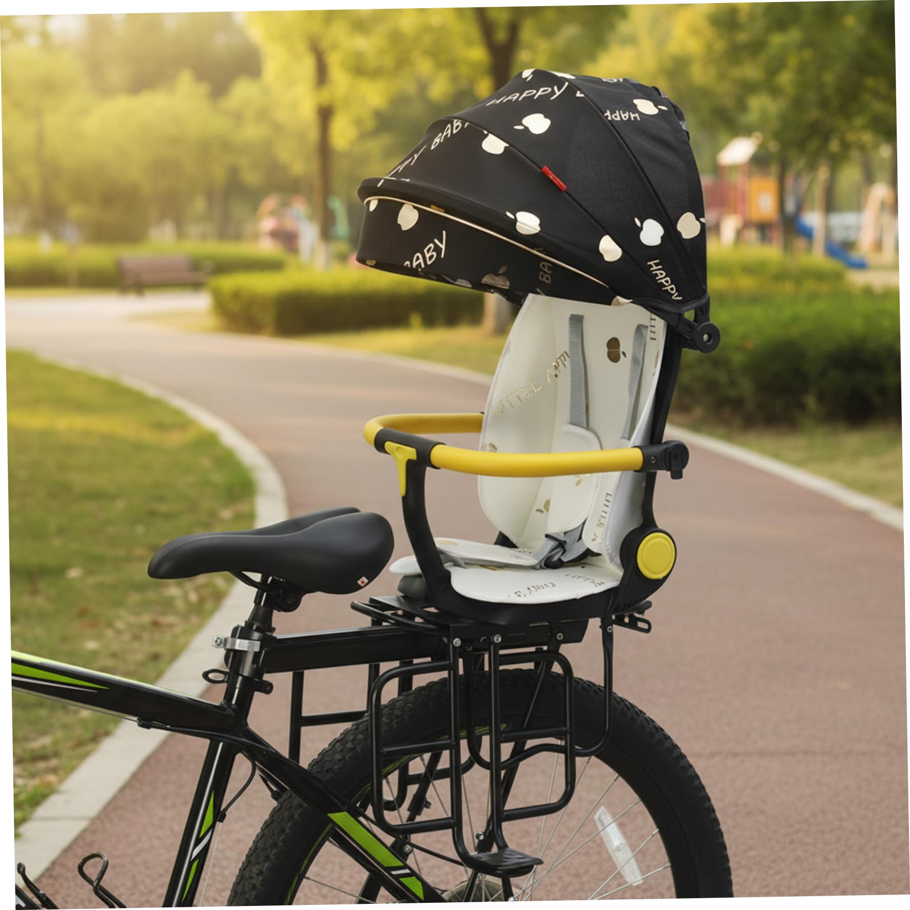 Siège de vélo pour Tout-Petit | Siège de vélo pour Tout-Petit, Enfant arrière sûr et Confortable avec Inclinaison réglable, Conception Pliable pour Un Rangement Facile, Beige