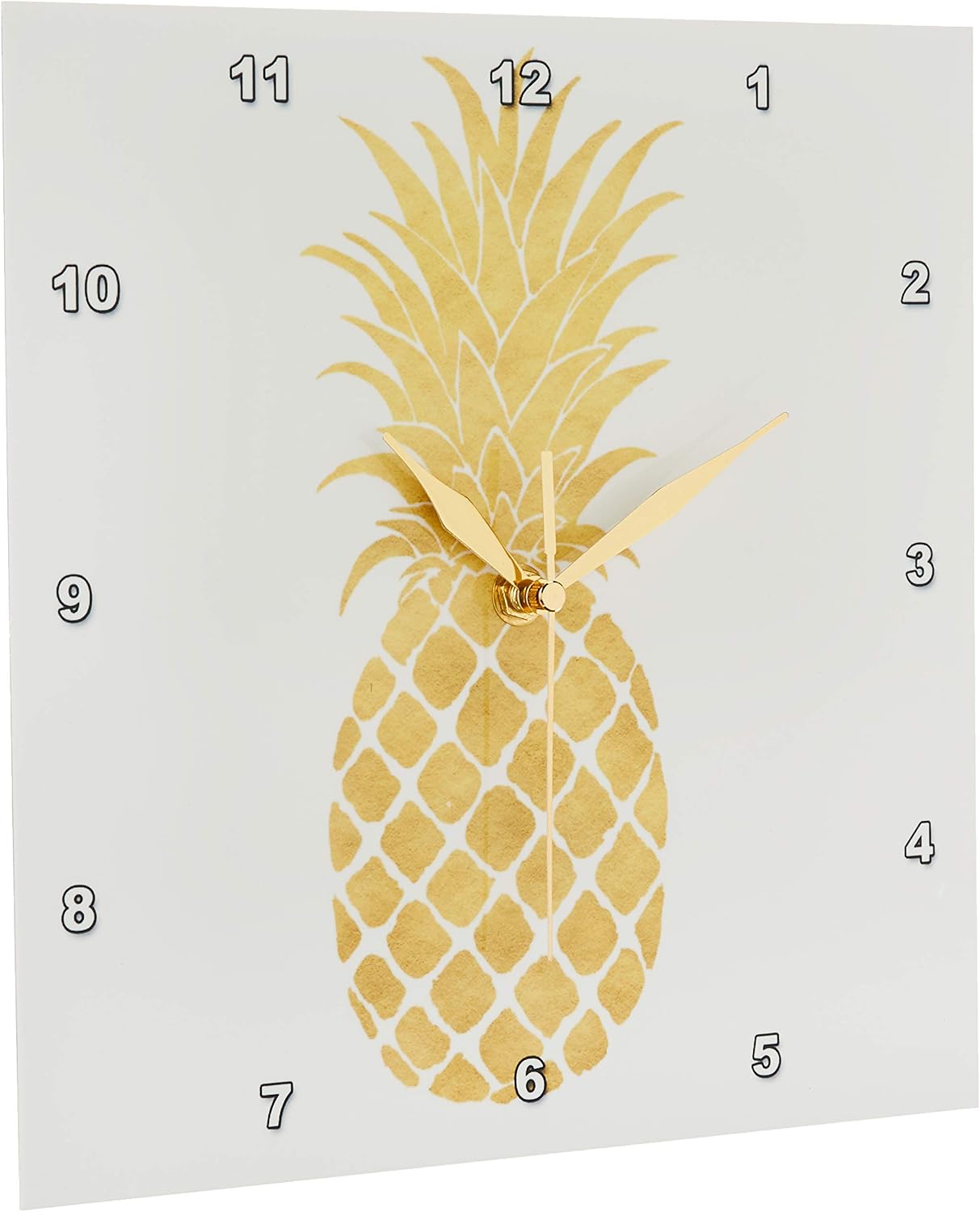 3dRose Wall Clock Silent - 10 inch - Picturing Gold Glitz Pineapple - PS Chic
