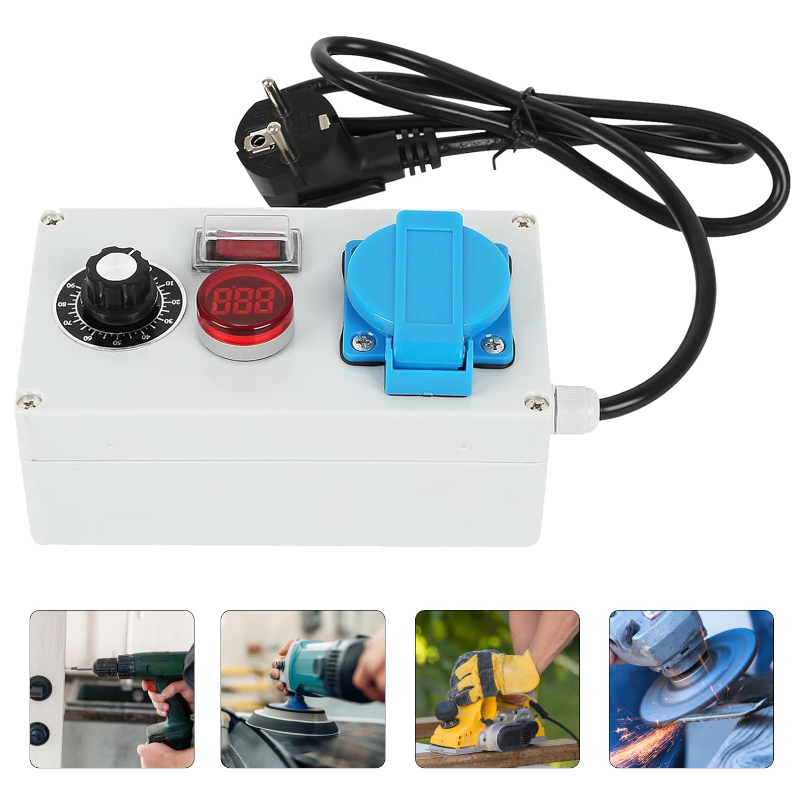 Variateur, Régulateur de Tension électrique et de Puissance 2000 W, Régulateur de Vitesse du Moteur, 230 V, Prise de Courant UE