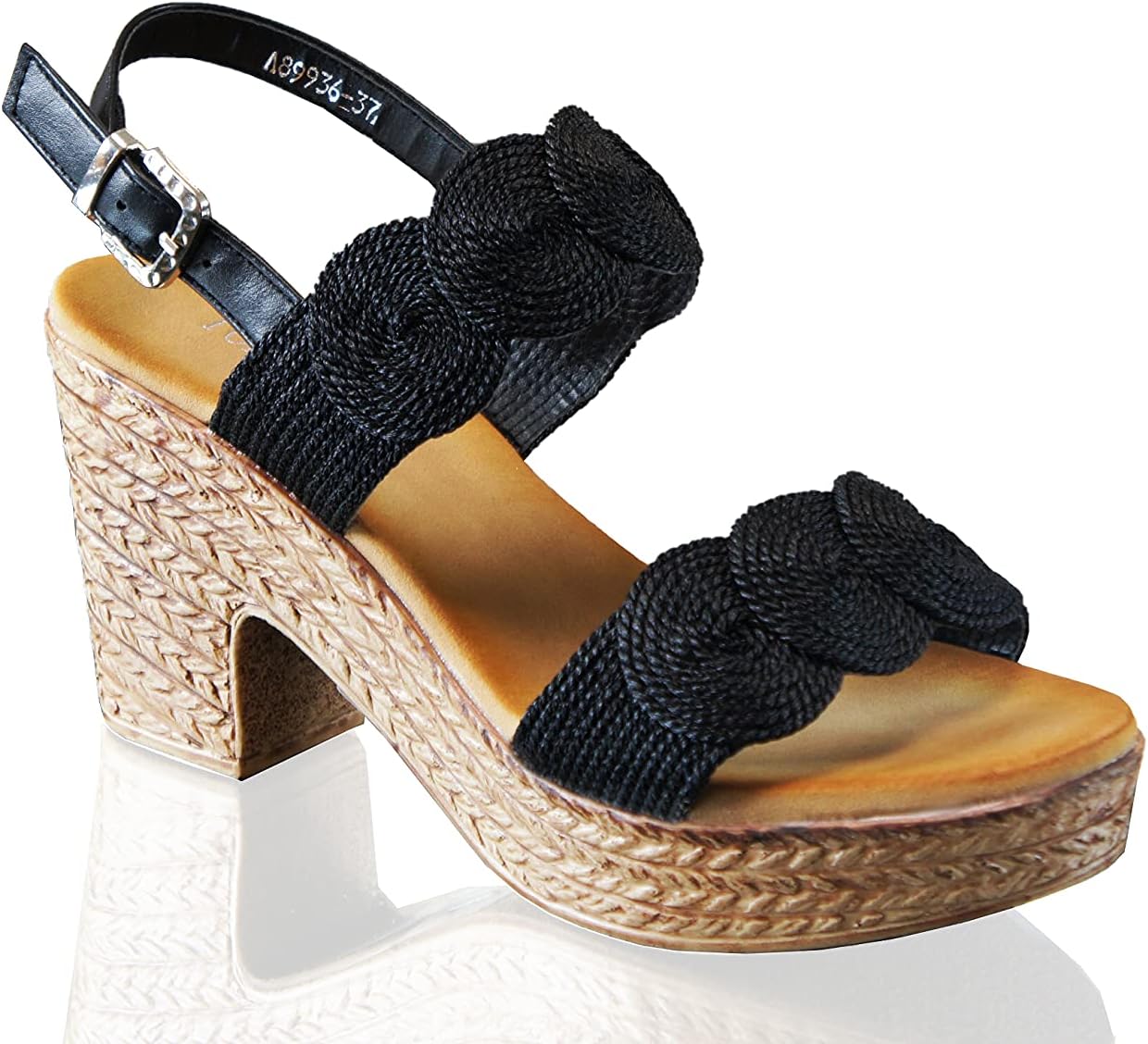 Womens Sandal Ladies Wedge Woven Braided Block Heels Summer Espadrille Platform Shoes Size UK