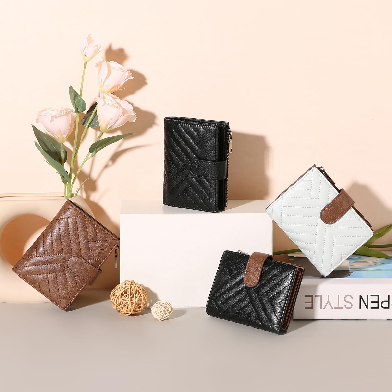 GAEKEAO Portefeuille Femme Petit Format Cuir Porte-Monnaie avec Blocage RFID Portefeuilles et Porte-Cartes Grande Capacité Zippé Pochette à Monnaie Cadeau Femme Wallet