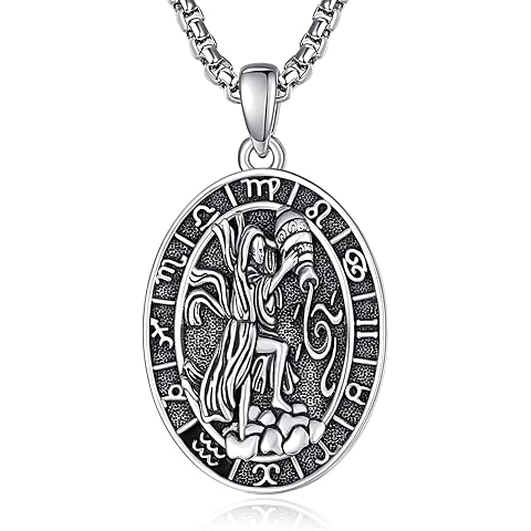 Zodiac Necklace for Men - 925 Sterling Silver/14K Gold/Black Horoscope Constellatio...