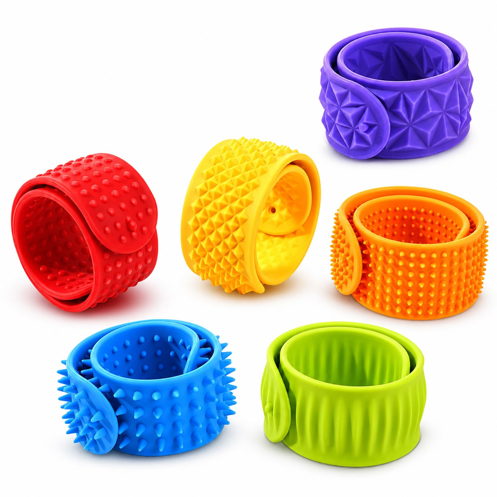 Tantalire Tach 6PCS Silicone Slap Fidget Bracelets Toys, Sensory Slap Bracelets Fidget Toys, Wearable Stress Relief Toy for Autism ADHD Anxiety Aid, Adults Office Workers