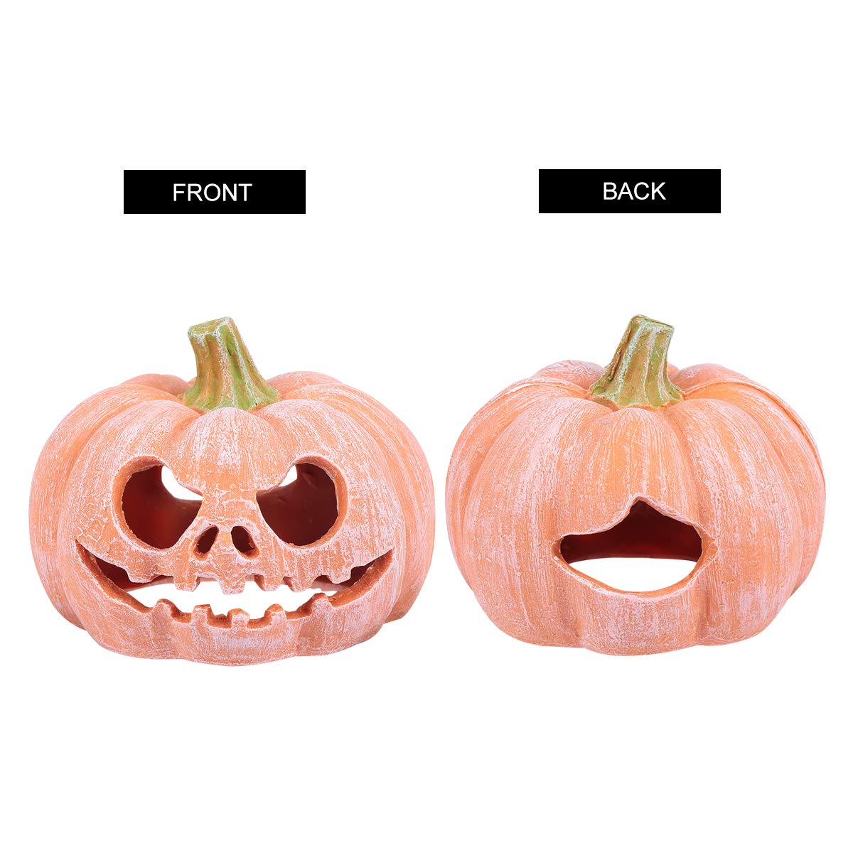 iplusmile Pumpkin Cave Resin Reptile Hideout Terrarium Decoration for Crested Gecko Habitat Pumpkin Reptile Ornament Hide Cave for Small Lizards and Amphibians - Image 2