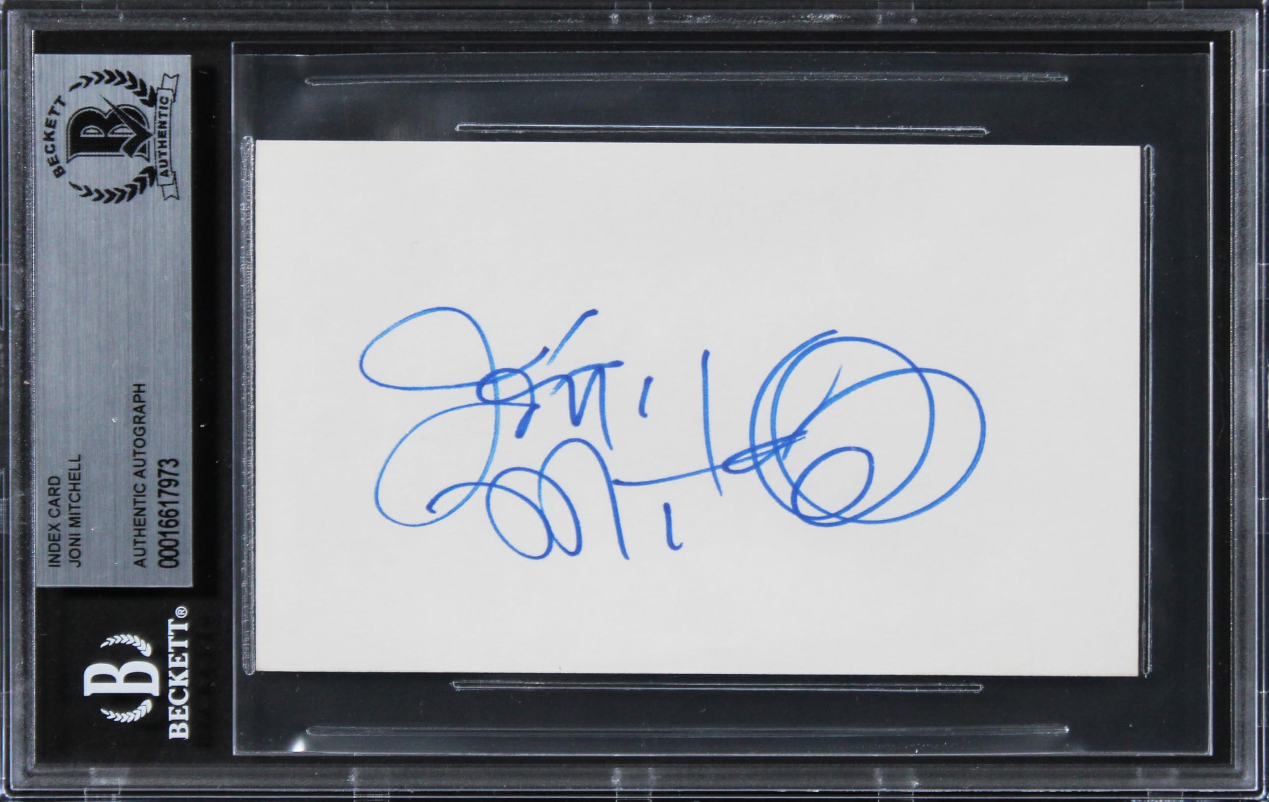 Joni Mitchell Musician Authentic Signed 3x5 Index Card w/ Blue Sig