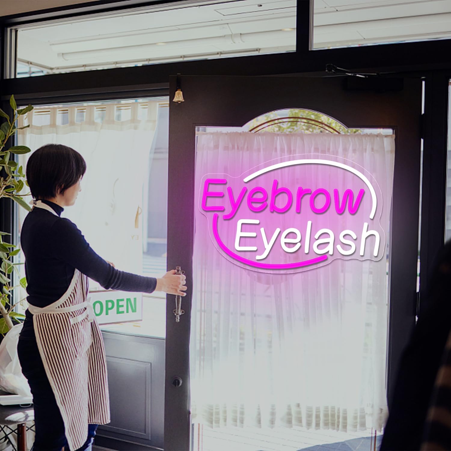 Eyebrows Eyelash Neon Sign, Pink and White Letter Neon Lights For Wall Decor, Girls Makeup Room Bedroom Beauty Salon Eyelash Studio Decoration（16.5 X 10.2 inch）