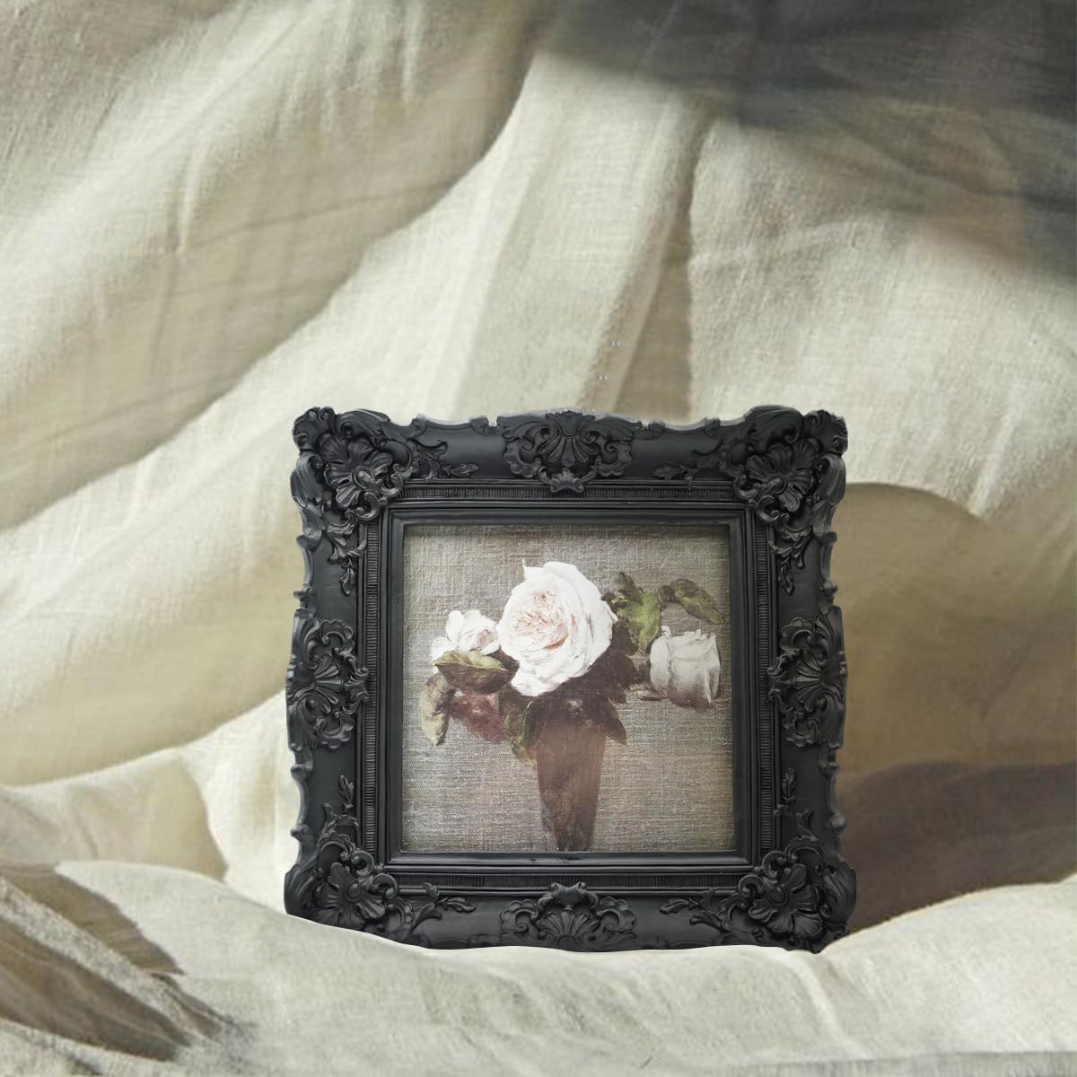 Cornice portafoto in bronzo vintage: decorazione floreale