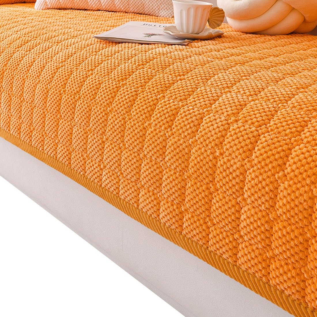 Housse de canapé orange 90x180cm idéale pour un salon chaleureux avec animaux
