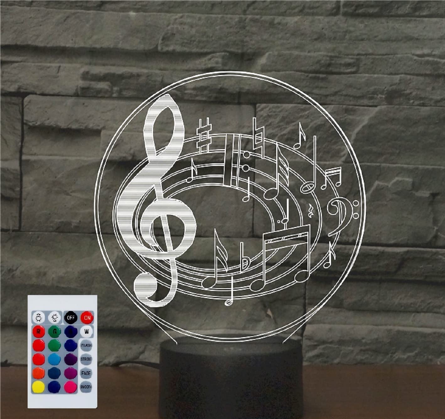 3D Night Light for Kids 3D Musical Note Led Lamp with Remote Control 16 Color Changing Xmas Birthday Gift for Child