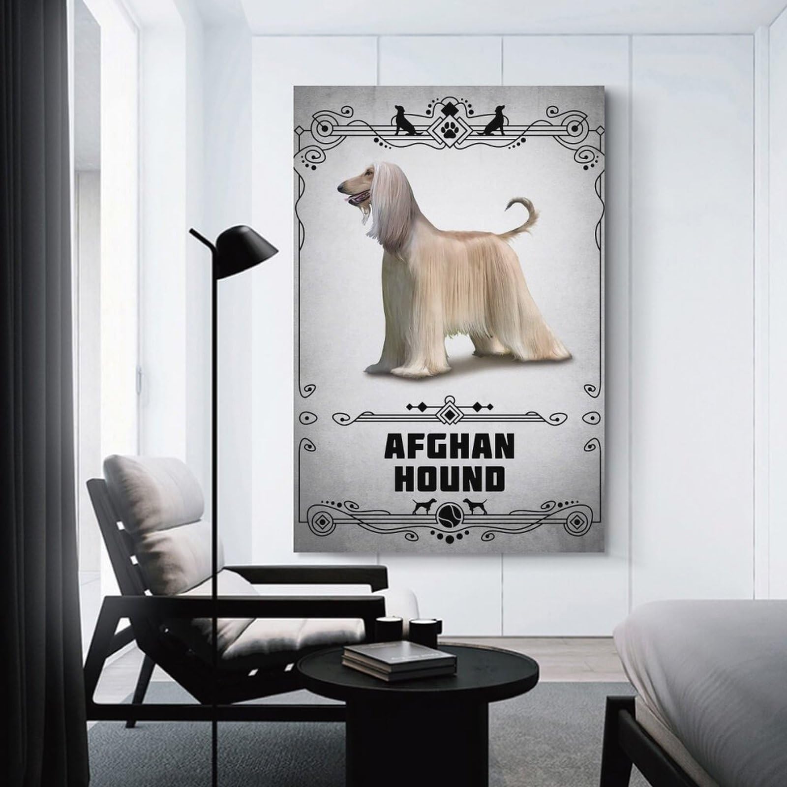 Junmoney Decorative Wall Artwork Afghan Hound, 16x24inch(40x60cm), for Lounge, Bedroom Or Personal Spaces, Gift Idea for Housewarming And Birthdays