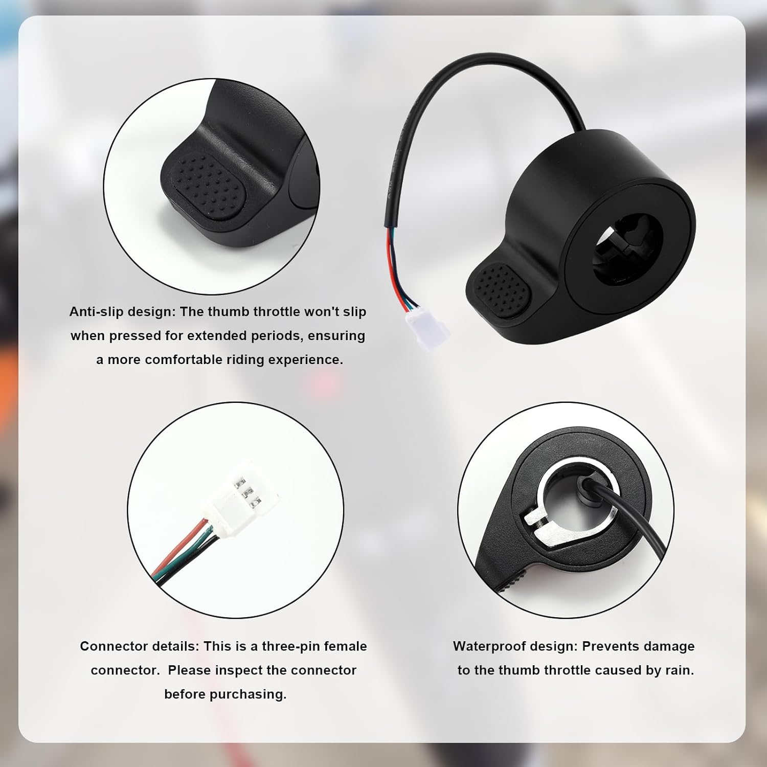 Electric Scooter Throttle Compatible with GOTRAX GXL V2, 2.56x1.77x1.38in/6.5x4.5x3.5cm ABS Material Electric Scooter Thumb Throttle Replacement Parts Accessories (Black)