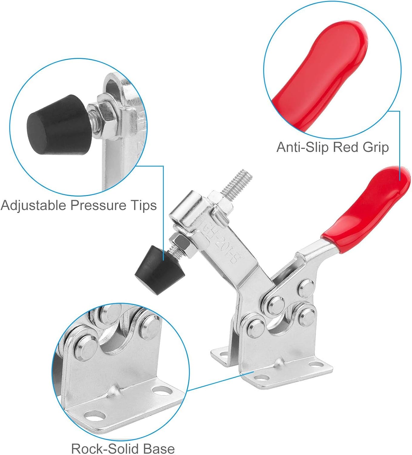 Adjustable Toggle Clamp 12 Pack 201-B Style Quick Release Toggle Latch Hold Down Clamp Antiskid Red Horizontal Clamps 360Lbs Holding Capacity Quick Release Woodworking Tool