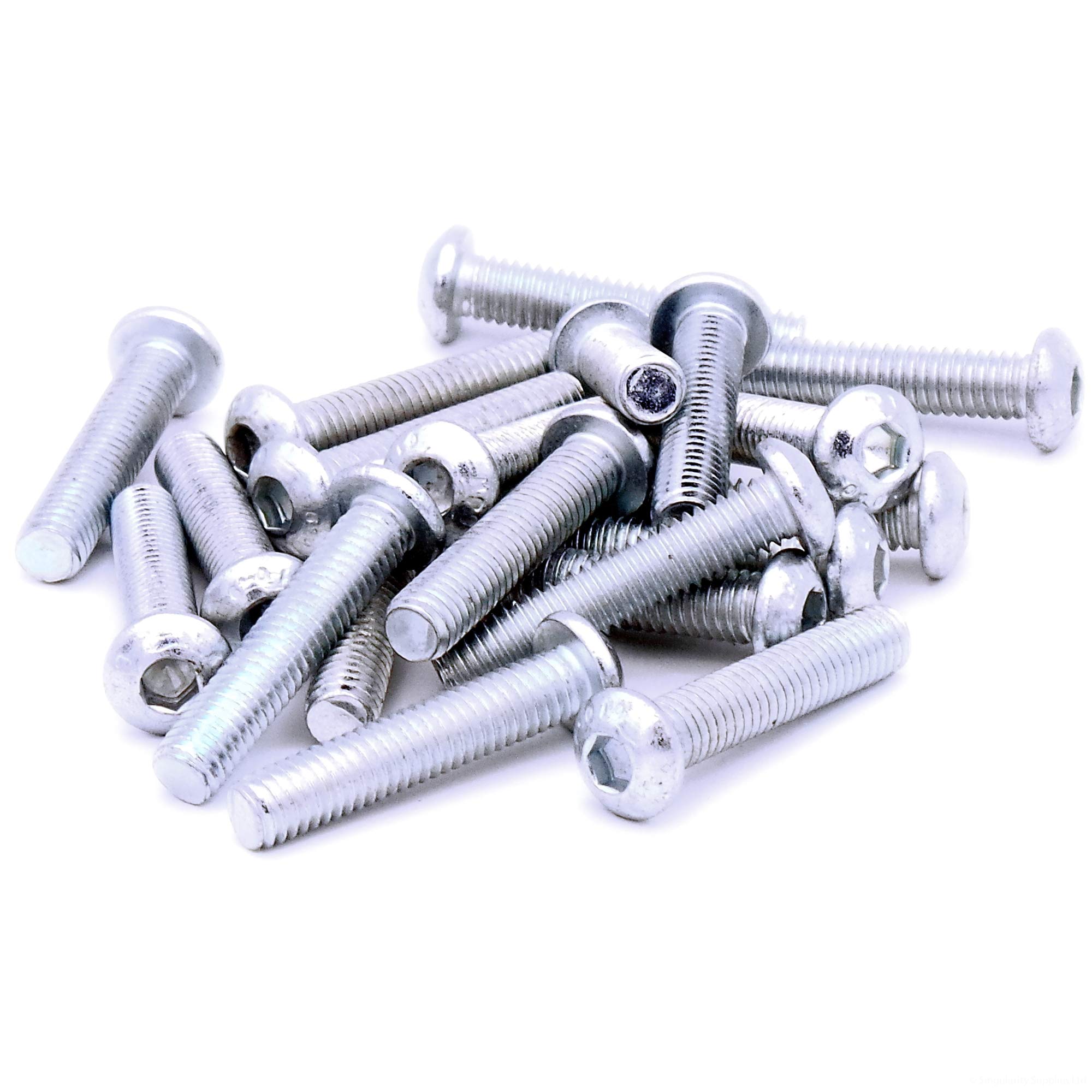 Singularity Supplies Silver M6 (6Mm X 30Mm) Hex Socket Button Machine Screw (Bolt) - Steel (Pack Of 20)
