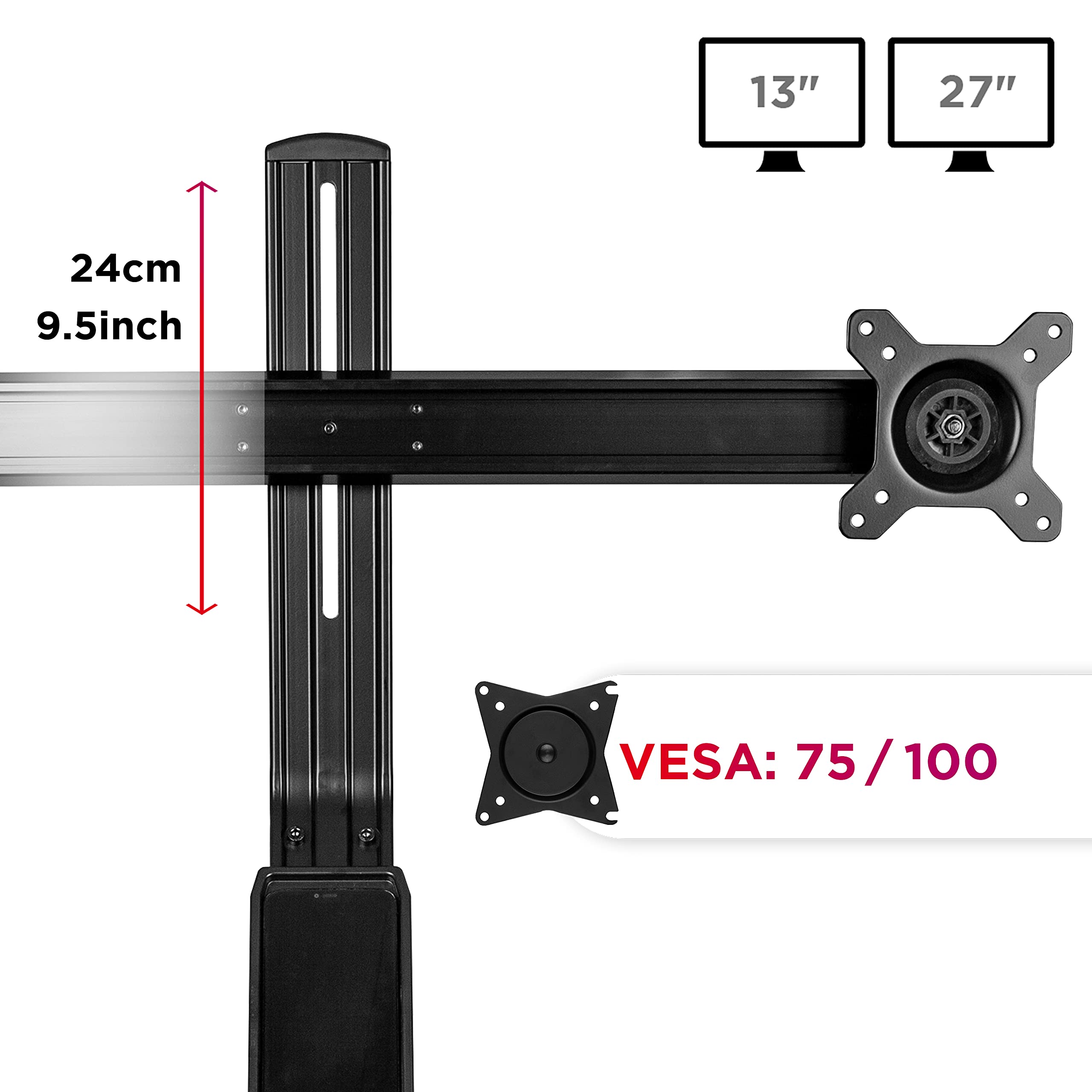 Duronic DM1K1X2 Brazo Para Monitor De 13 Y 27" Y 7kg | Brazos Flexibles De 62cm