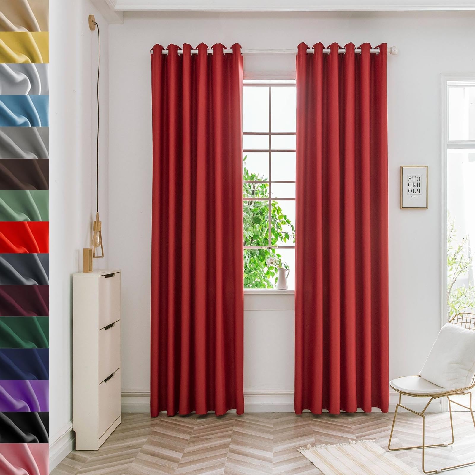 Gaifnag Red Curtains Kitchen Curtains 120 X 200 Cm Thermal Insulated & Noise Ucing, Facile Da Installare Long Curtain Thermal Insulated Door Curtain For Bedroom And Living Room,