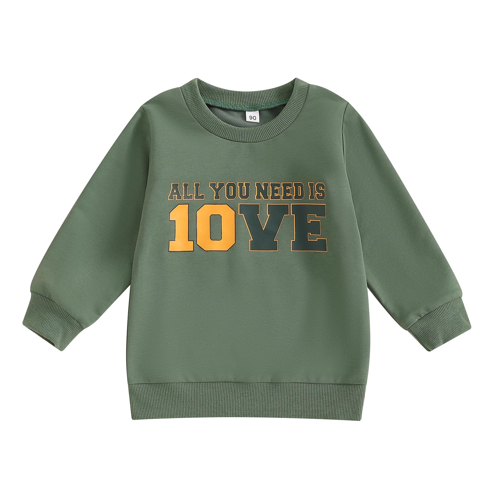 Dcohmch Toddler Baby Boy Girl Football Outfit Long Sleeve Crew Neck Letter Print Sweatshirt Shirt Pullover Fall Clothes (Green, 1-2 Years)