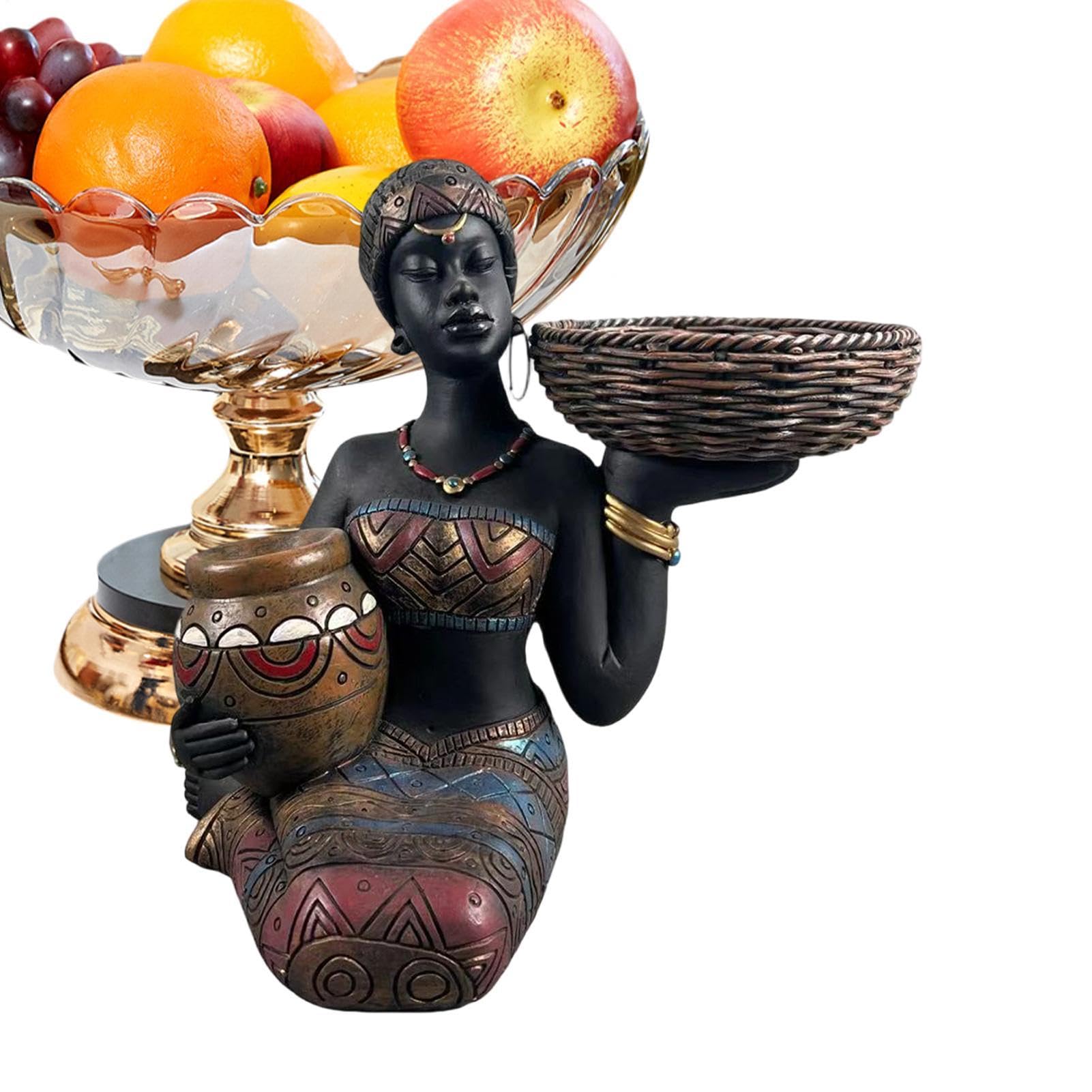 Figurine Africane per Arredamento Casa Donna Seduta con Figurine da Tavolo | Arte Africana per Scrivania Tavolo Scaffale Studio Ingresso Negozio Galleria Posto di Lavoro Soggiorno