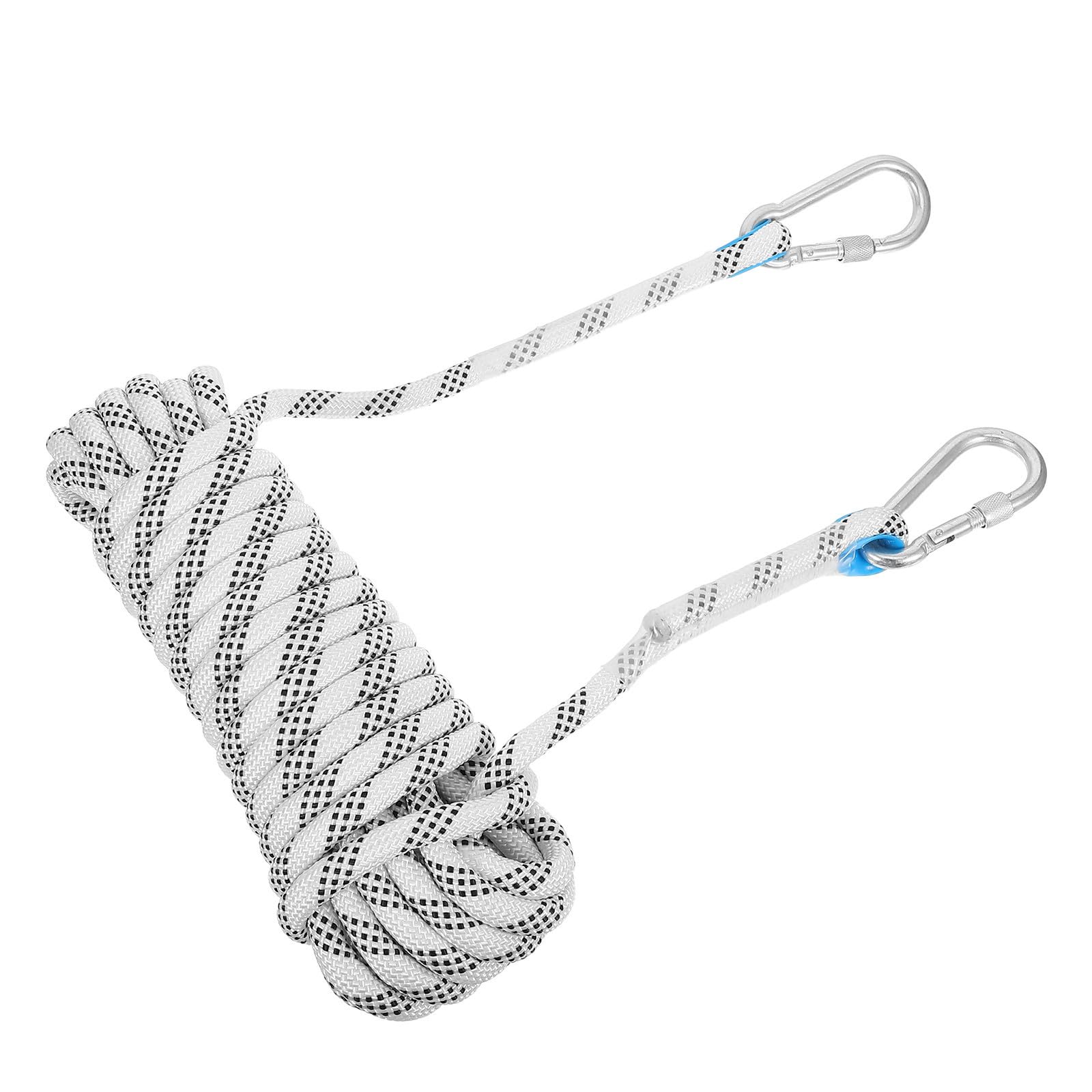 minkissy Outdoor Wäscheleine Weiß 12mm Dicke 10 Meter mit Karabiner und Edelstahl Haken für Camping und Balkon Tragfähigkeit bis 2200kg Sonnenschutz und Leicht