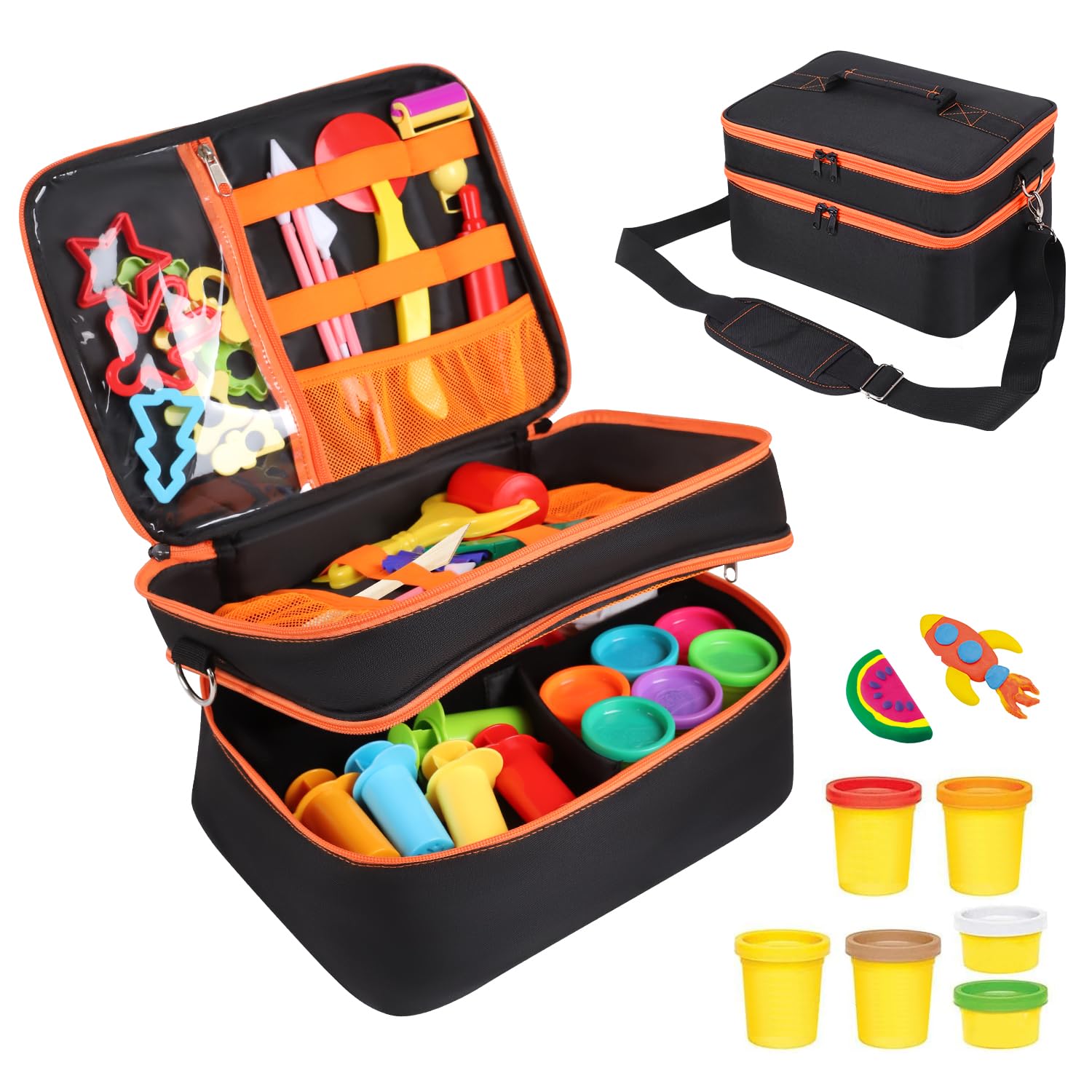 EKRISON Hard Travel Case for Play-Doh Modeling Compound, Playdoh Set Storage Bag Carrying Case for Playdough Dough Tool Kit Organizer Container, Bag Only