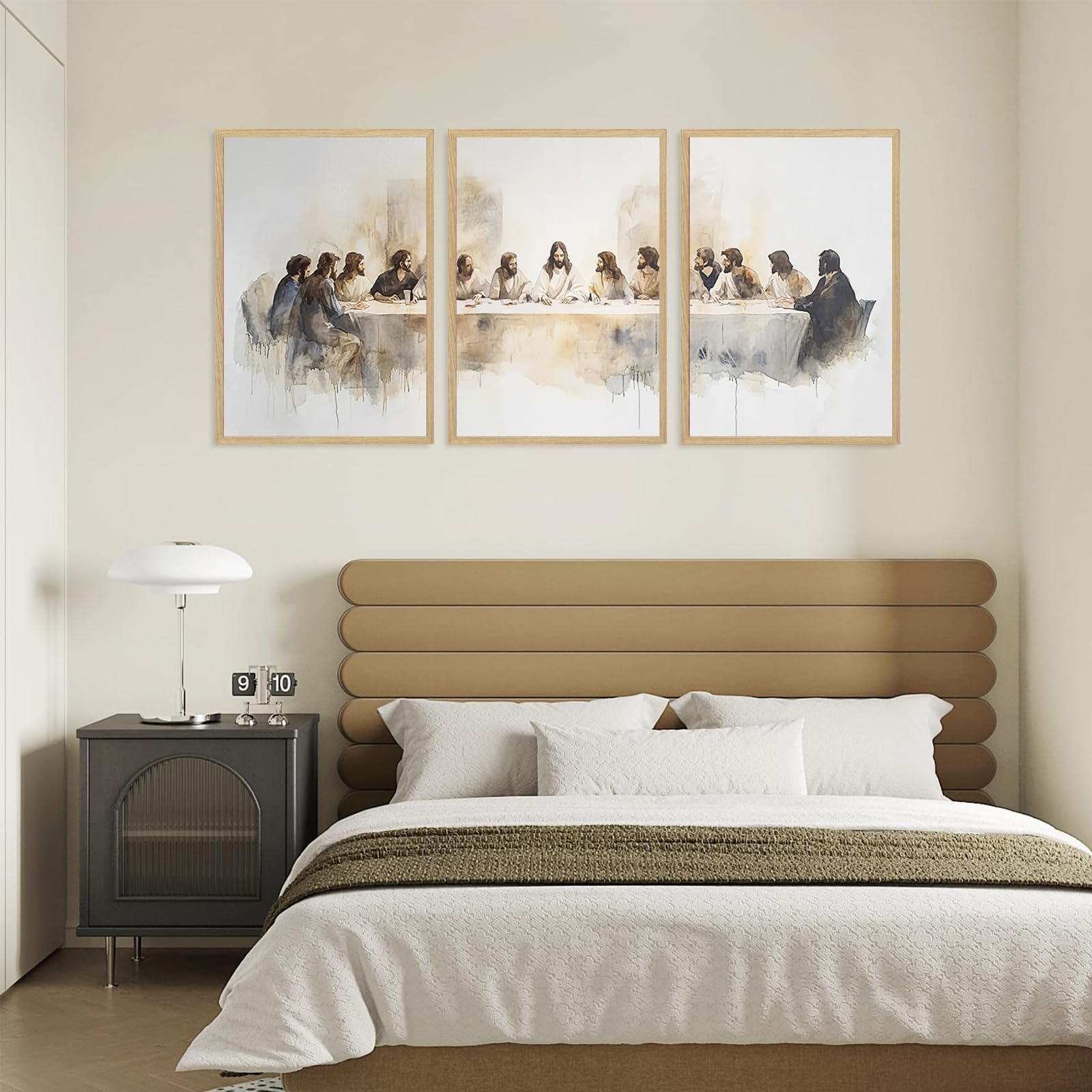 The Last Supper Wall Art 3 Piece Christian Wall Decor Scripture Jesus Pictures for Living Room Religious Christian Posters for Dining Room Bible Verse Art Biblical Canvas Prints 16x24 Inch Unframed