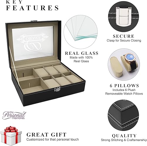 Miniatura 2 de My Personal Memories Joyero negro grabado para mujeres, niñas, hija, regalo personalizado, inserto extraíble, diseño de princesa, Cuero Vidrio