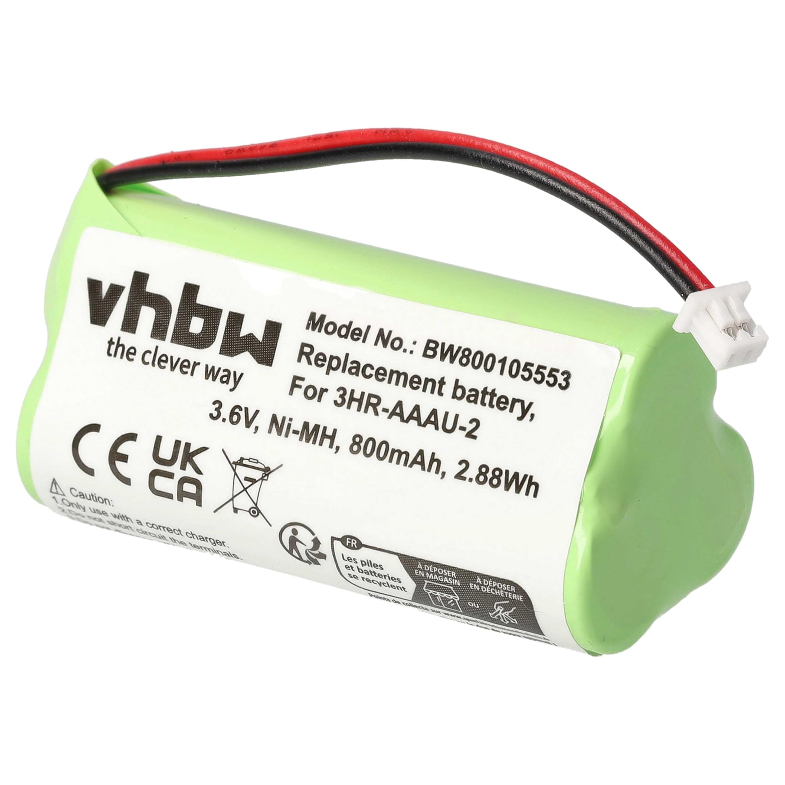 vhbw 1x Batterie Compatible avec Bang & Olufsen BeoCom 2 téléphone Fixe sans Fil (800mAh, 3,6V, NiMH) - Remplacement pour 3HR-AAAU-2
