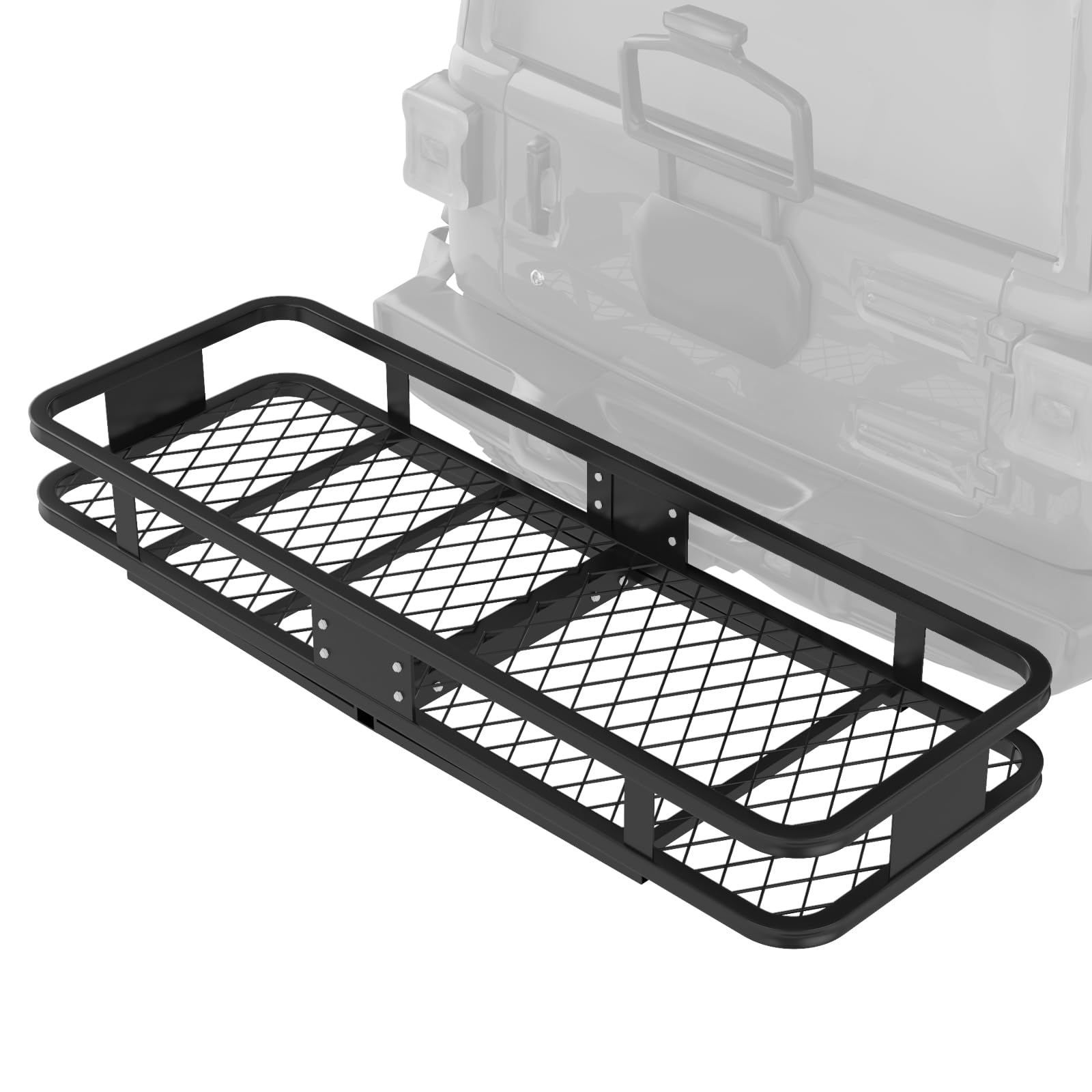Garvee Porte-Bagages d’attelage Pliable et Robuste 500 lbs – Panier de Coffre arrière en Acier avec rebords Hauts – Compatible Voitures, SUV, Camping, Voyage, Transport de Marchandises – S’adapte