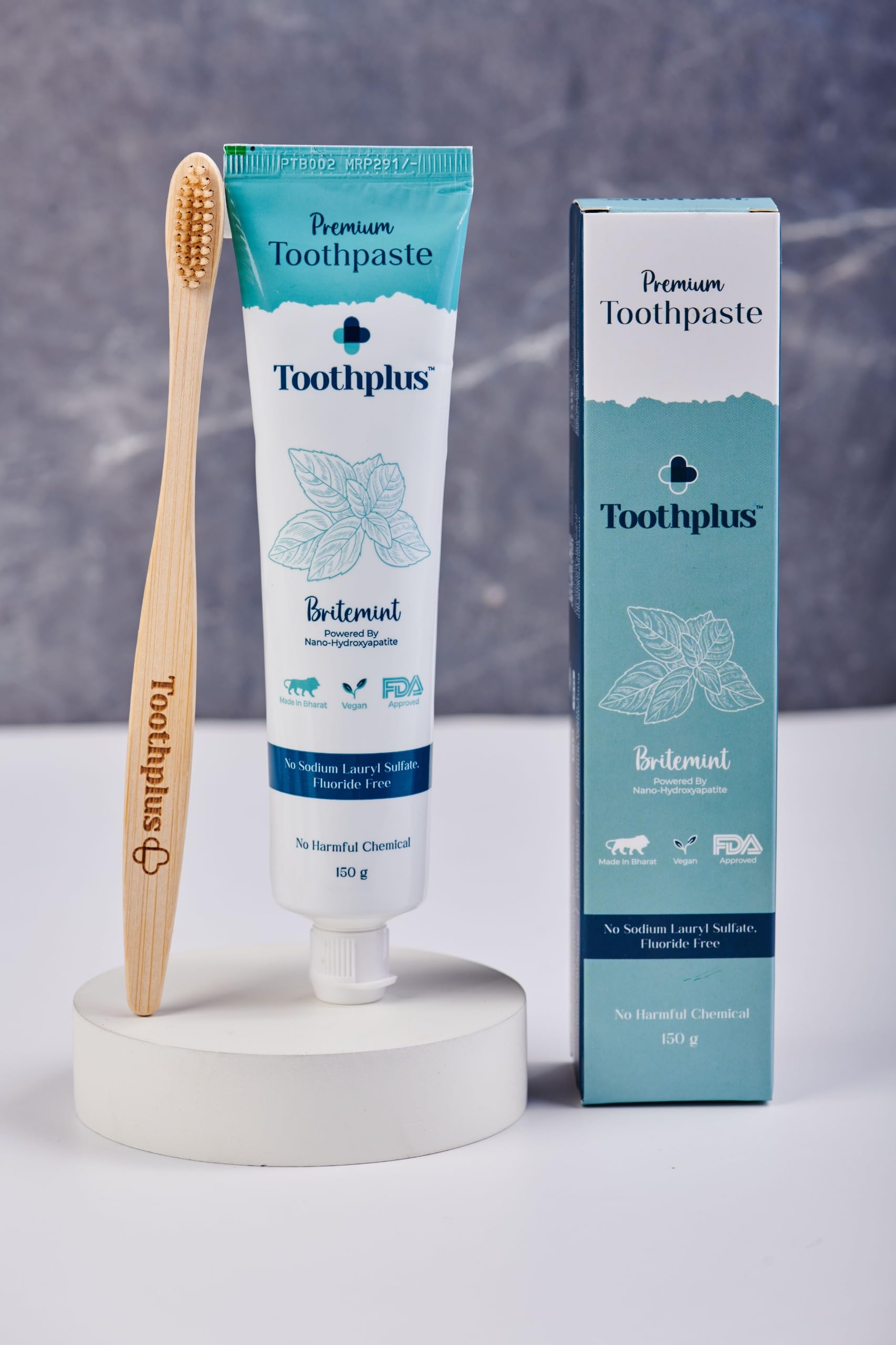 ToothPlus Natural Chemical Free Toothpaste - 150g * 2 + 2 bamboo brushes (Pack of 4-2 paste + 2 brush) (B0D5YVYL48) Amazon Price History, Amazon Price Tracker
