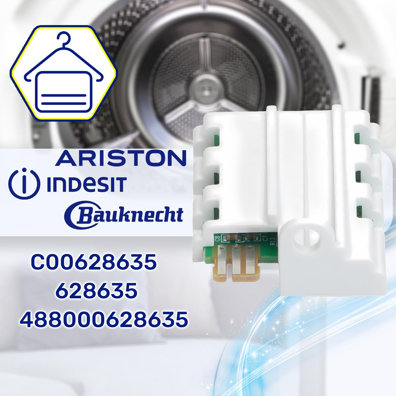 Capteur d'eau de niveau pour sèche-linge avec code original C00628635 488000628635 pour Ariston pour Indesit. MONTERAL