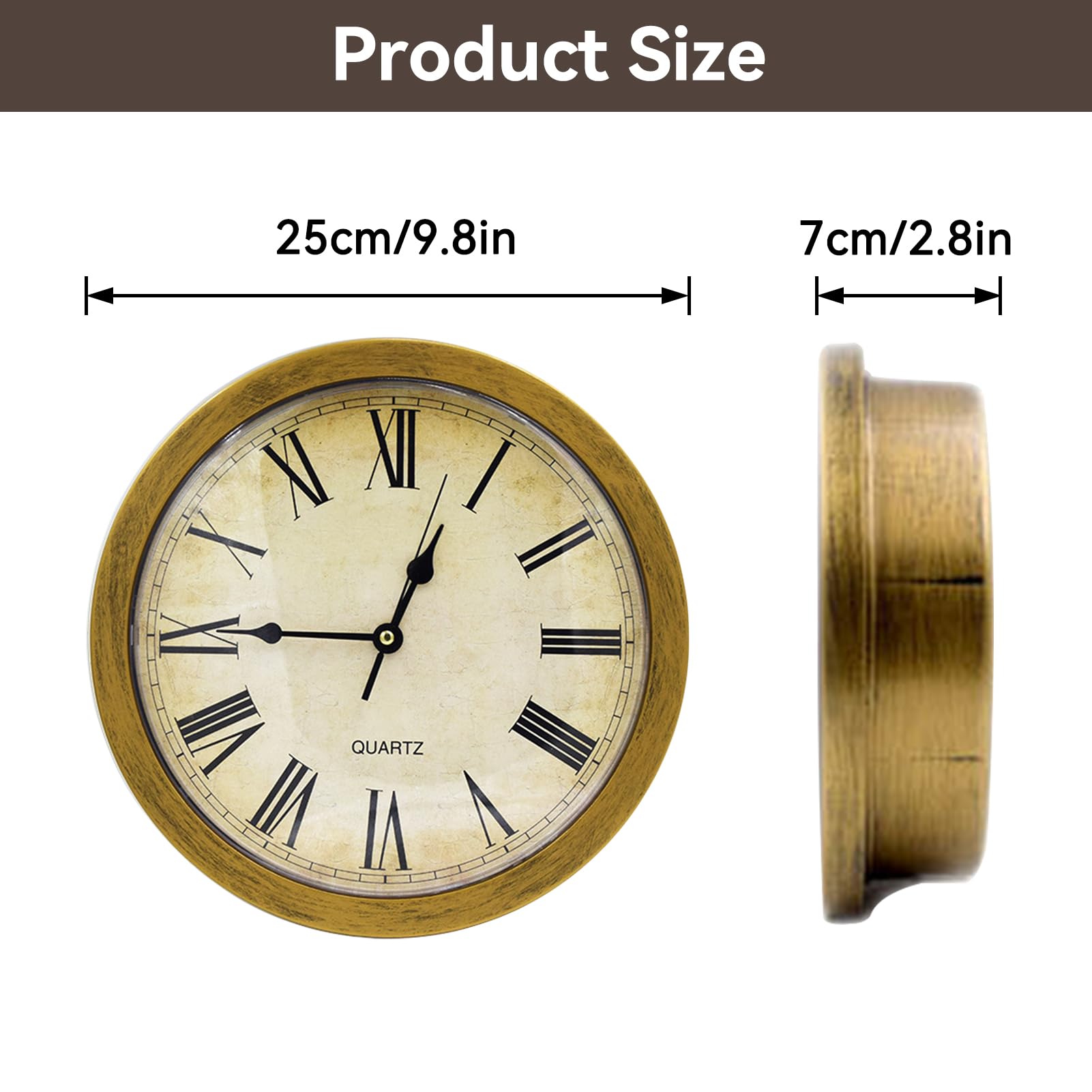 25cm 2 in 1 Orologi da Parete con Scomparto Segreto, Rotondo Orologio da Muro Orologio da Parete Cucina Casseforti di Diversione with 3 Segreto Compartimento per Gioielli Cash per Cucina, Soggio(Oro)