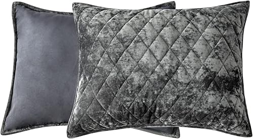 Miniatura 6 de Fredsure Juego de edredón de terciopelo envejecido, 3 piezas gris Queen, cara de terciopelo envejecido y reverso de microfibra cepillada con