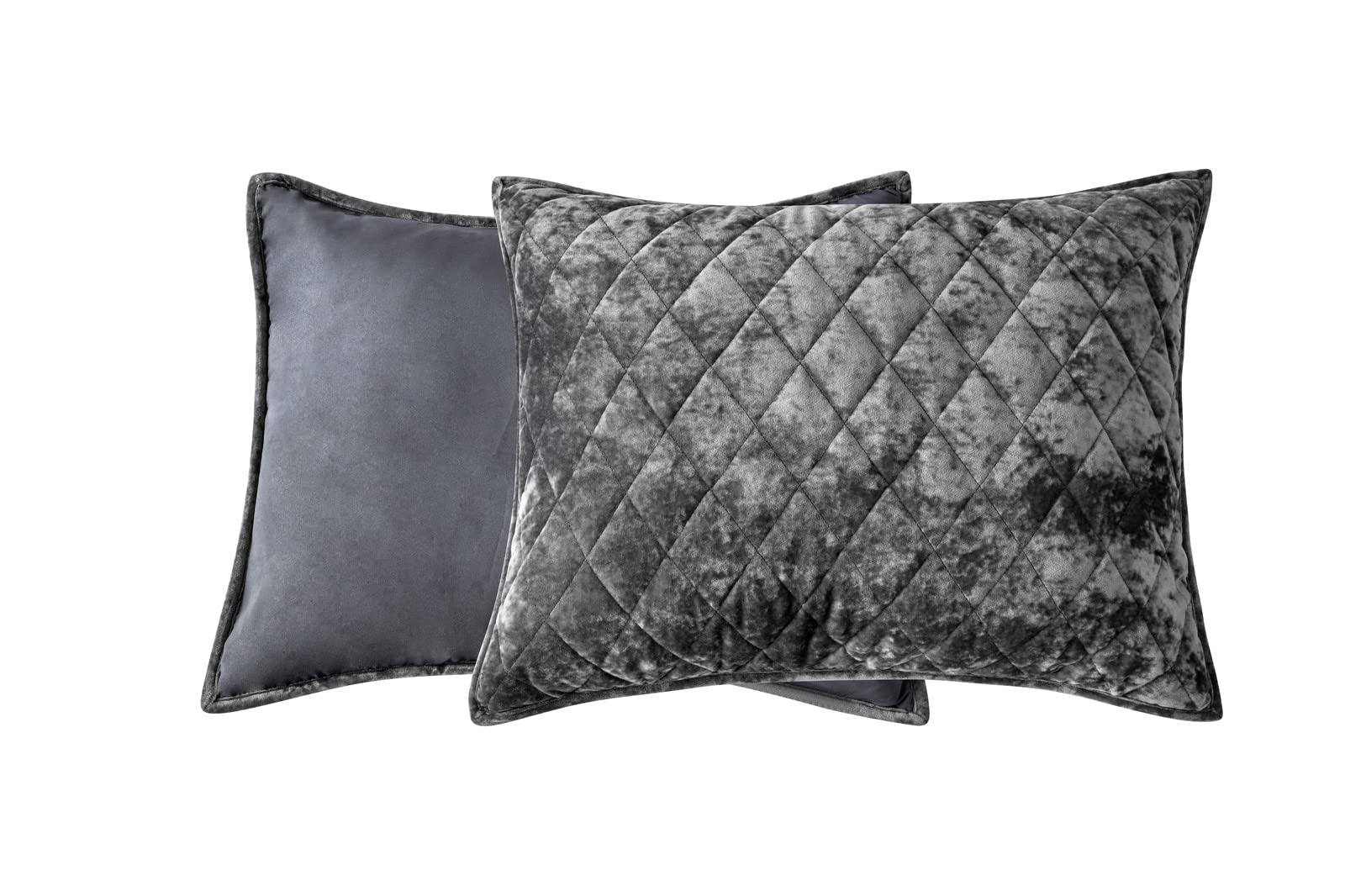 Fredsure Juego De Edredón De Terciopelo Envejecido De 3 Piezas, Color Gris, Queen, Cara De Terciopelo Envejecido Y Reverso De Microfibra Cepillada Con Acolchado De Diamantes