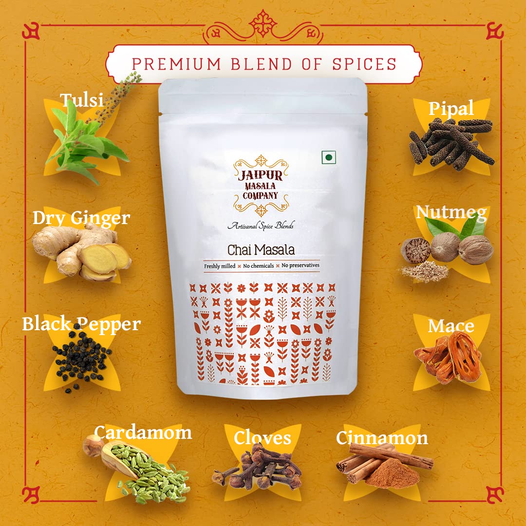 Jaipur Masala Company - Chai Masala 100 gm | 100% Natural, 9 Premium Spices, For Kadak Masala Tea