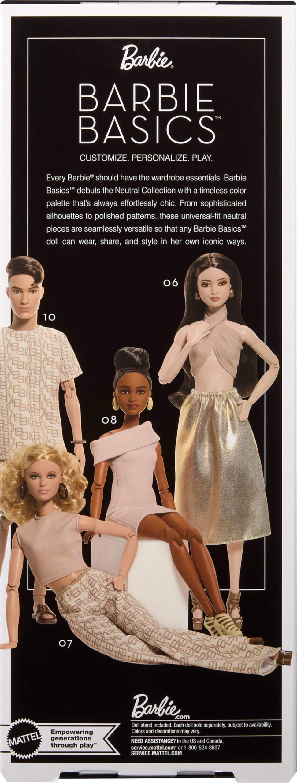 Barbie Basics Model Collector Fashion Doll 06 with Blonde Hair, Shimmery Golden Skirt & Halter, Universal-fit Fashions, Posable Body — view 6