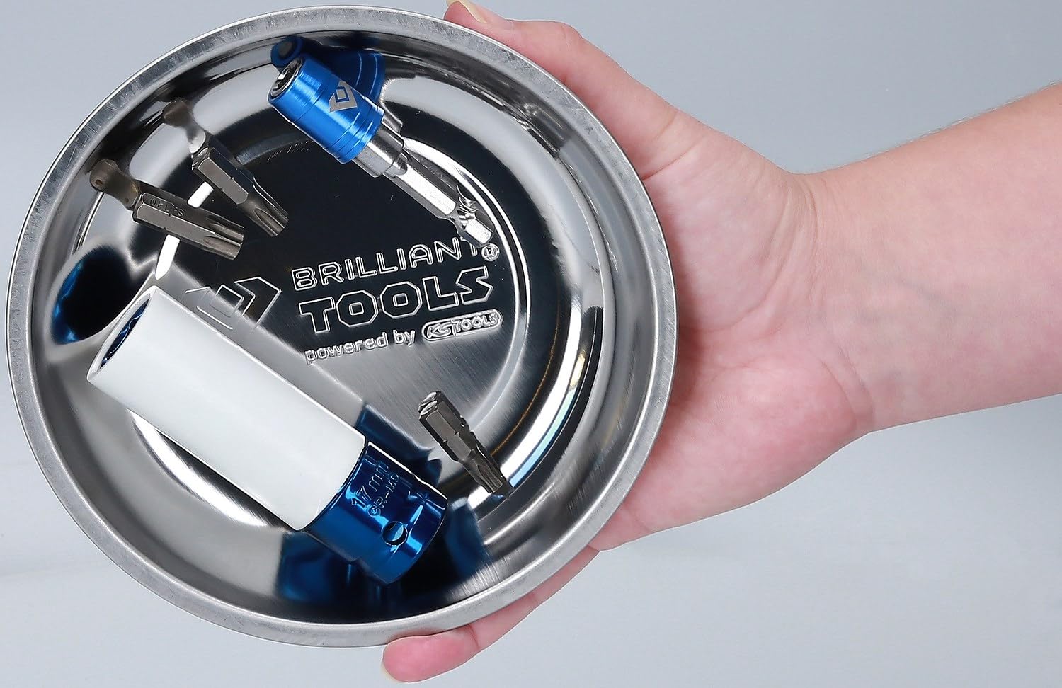 BRILLIANT TOOLS BT691160 Vassoio magnetico in acciaio inossidabile, Ø 15 cm [Powered by KS TOOLS]