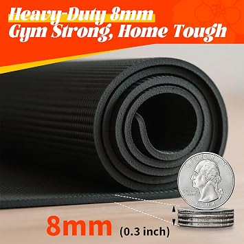 VTORY Extra Thick Large Exercise Mat, 8mm PVC Large Workout Mat 7x5/6x4