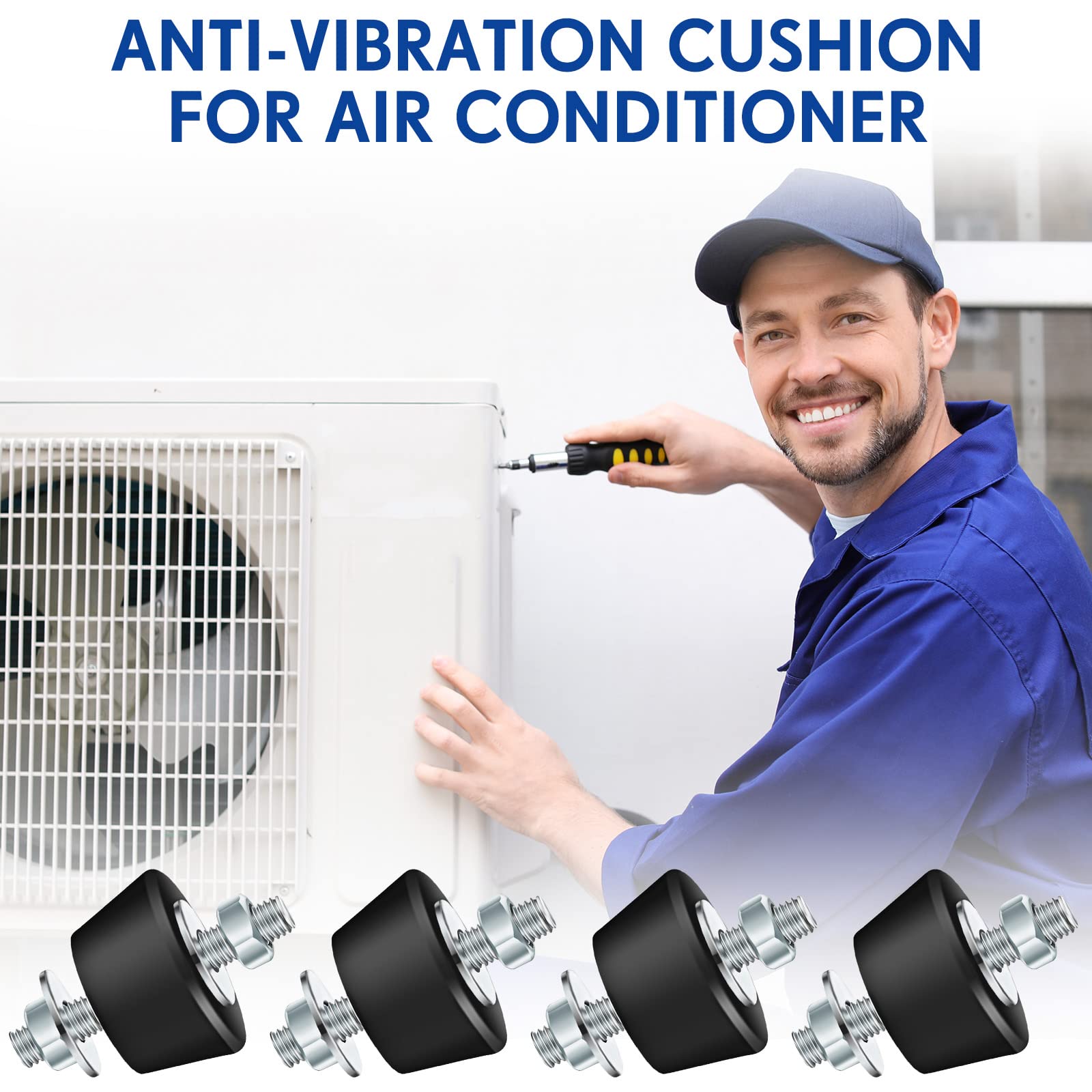 Kajaia 12 Stück Gummipuffer Klimaanlage Schwingungsdämpfer Anti Vibration Gummilager Gummidämpfer Antivibrationsfüße Stoßdämpfer für Klimaanlage Split Klimagerät