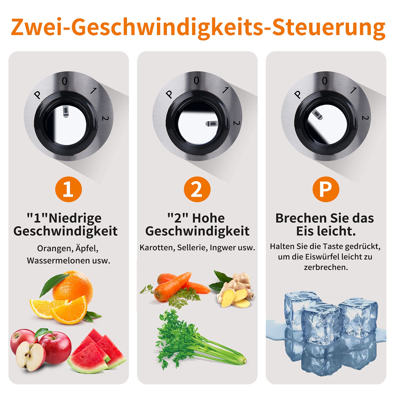 Scheffler Edelstahl-Entsafter für Obst und Gemüse, 1000W Zentrifugaljuicer mit 1L Saftkanne, 2 Geschwindigkeitsstufen, 73mm Füllöffnung