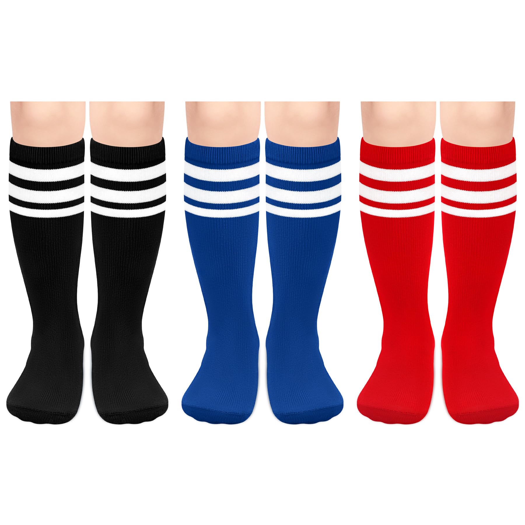 Olreco 3 Pack Toddler Soccer Socks Kids Baseball Socks Boys Girls Softball Sock Youth Football Sock Athletic Accessories