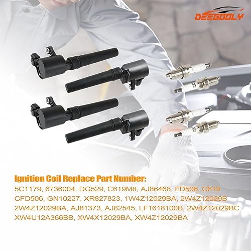 Vista 18 de Paquete de 6 bobinas de encendido UF617 y bujías de iridio compatibles con Infiniti EX37 FX37 G37 M37 Q50 3.7 3.7L V6 2008-2014 Reemplazar #