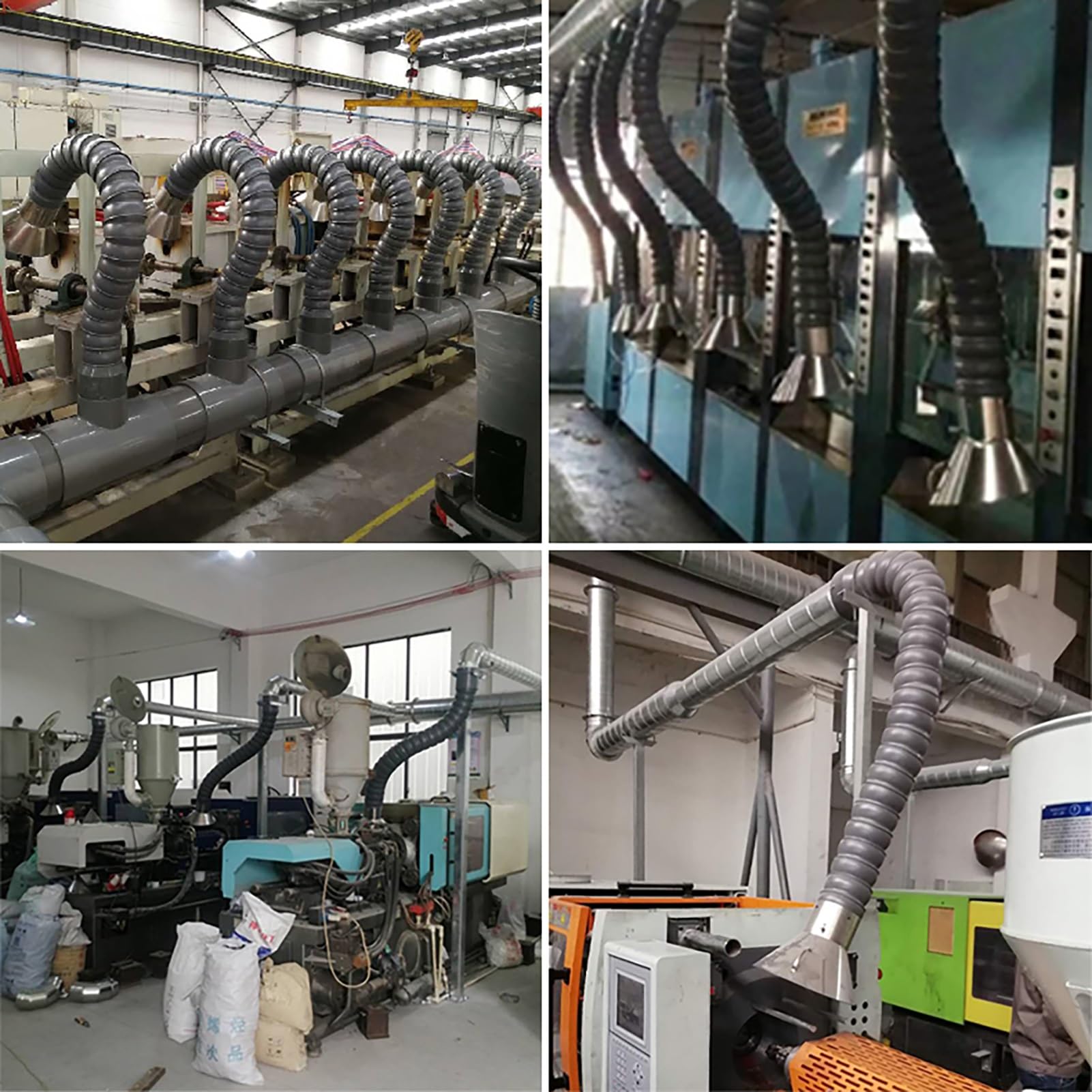 Manguera flexible para extracción de humos industriales, 100 mm x 1 m, tubo de brazo de eliminación de humo y polvo con capucha, solución de filtración de aire de alto rendimiento