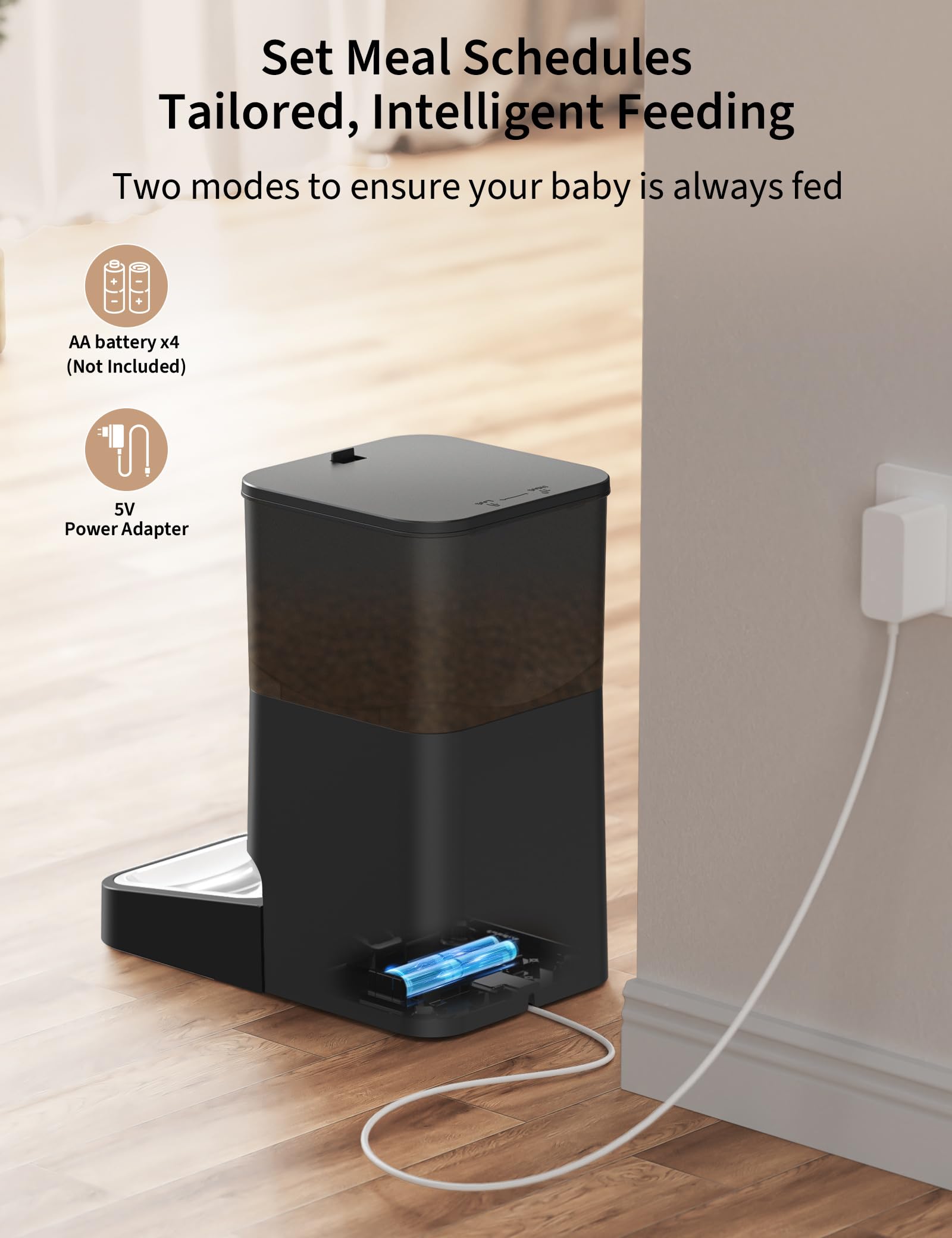Comedero automático para gatos, 4 L, temporizador para gatos, 1-10 comidas, dispensador inteligente de alimentos para perros de raza pequeña, dispensador de alimentos para interiores y exteriores,