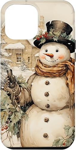 iPhone 12 Pro Max Vintage Muñeco de nieve para amantes de la nieve Navidad mujeres y estuche de Navidad