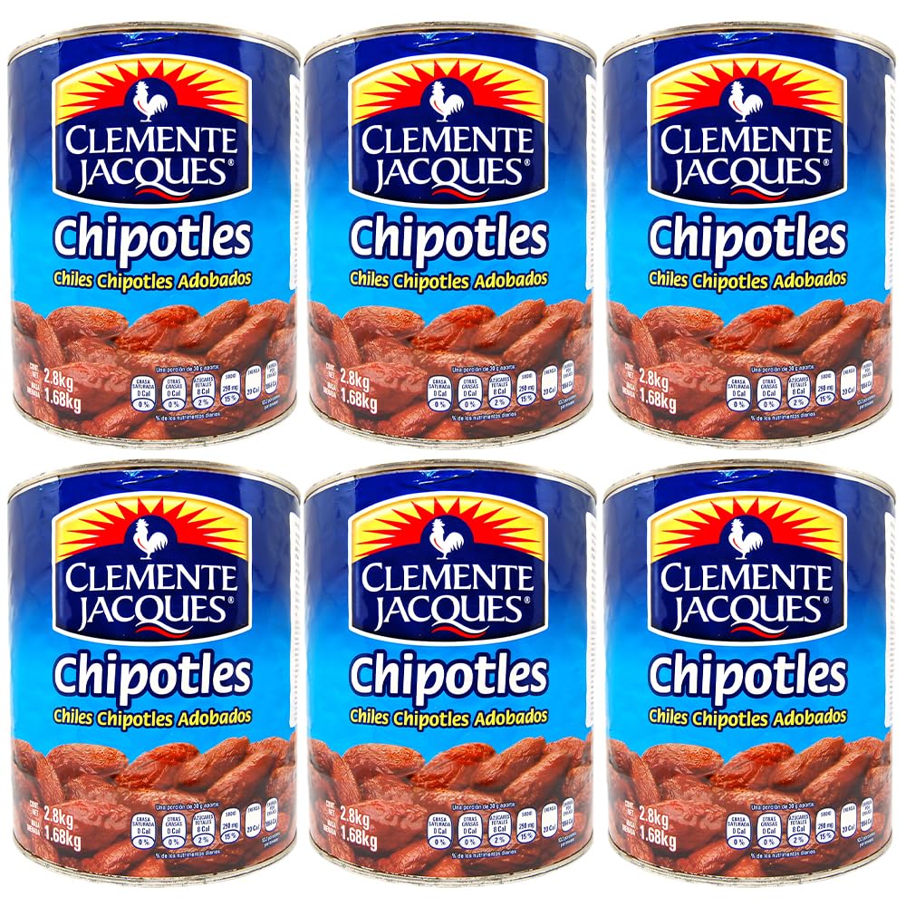 Clemente Jacques Chipotle in Adobo 6 x 2.8kg Case/Mexican Food Chipotle Chilli Peppers in