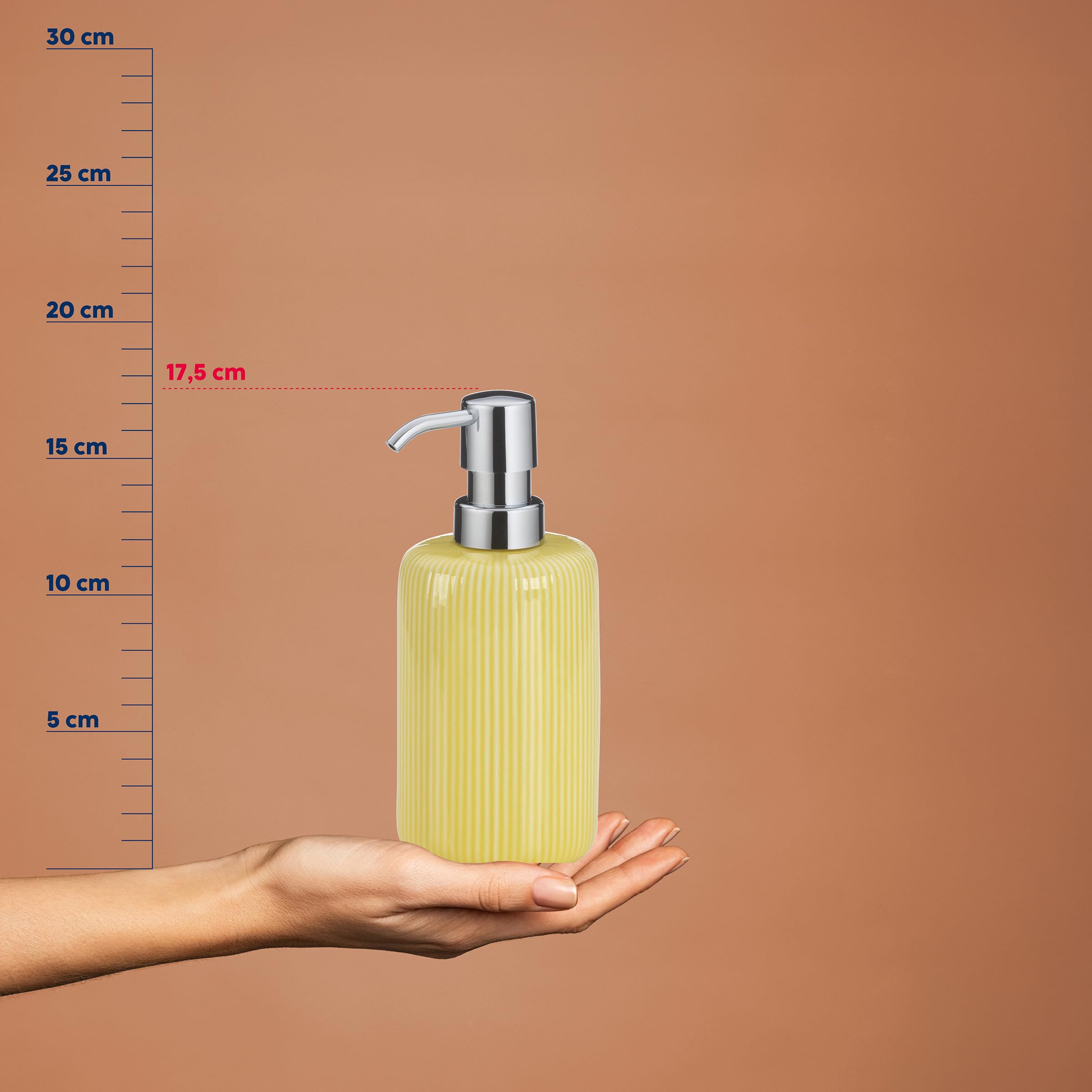 Kela Seifenspender AVA – 350 Ml, Keramik, Gelb, Nachfüllbar, Für Bad & Küche